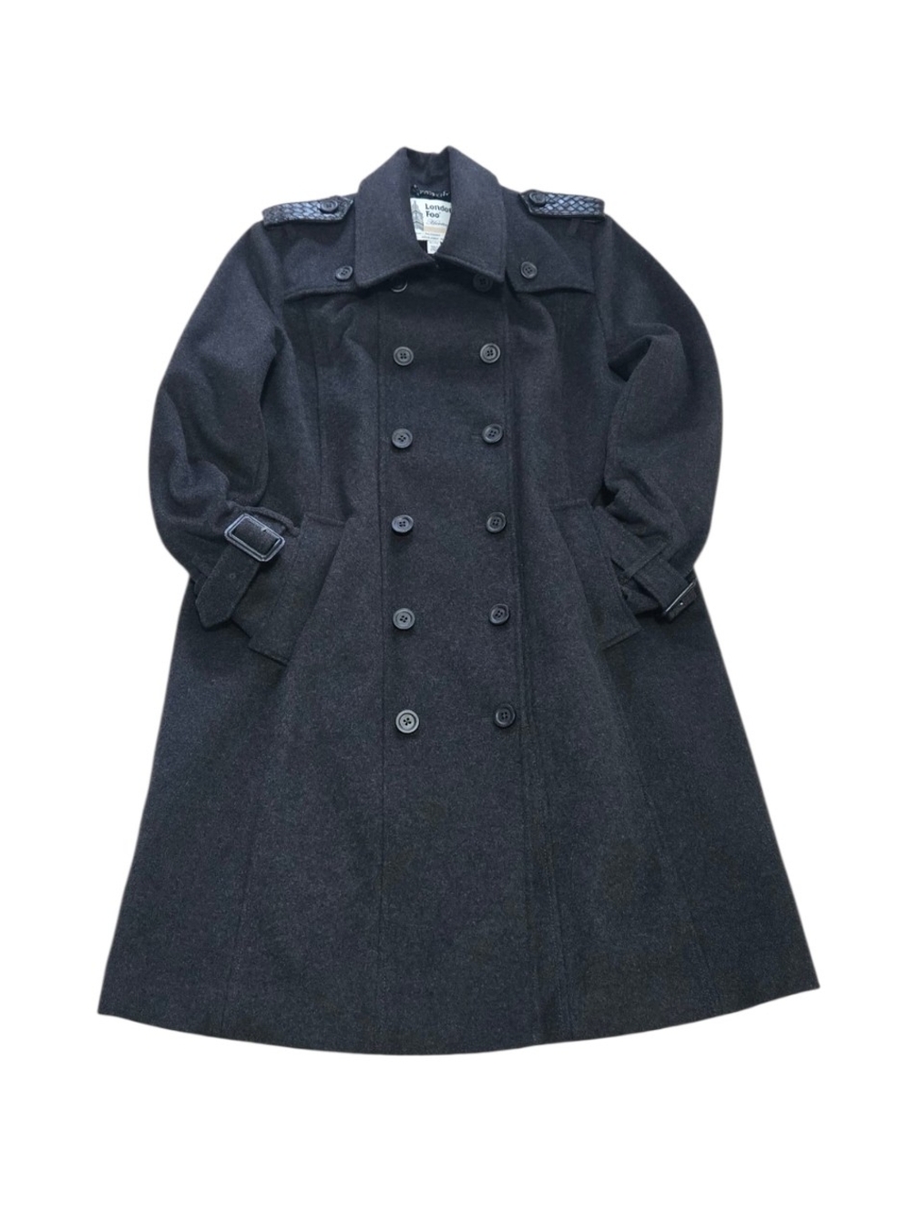 London Fog Black Double-Breasted Trench Coat, Size XL